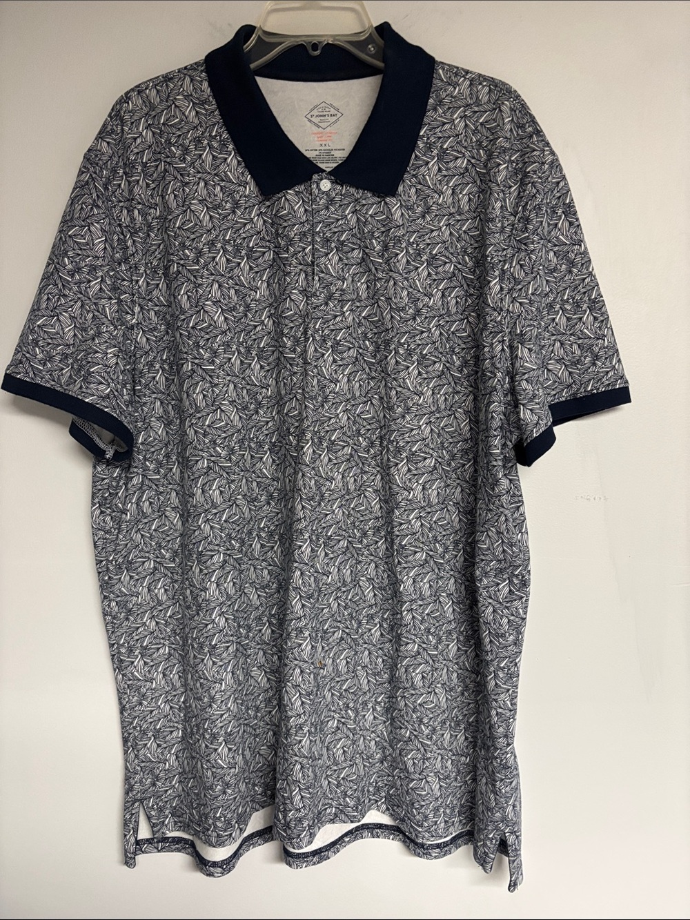 St. John's Bay Navy Leaf-Print Polo